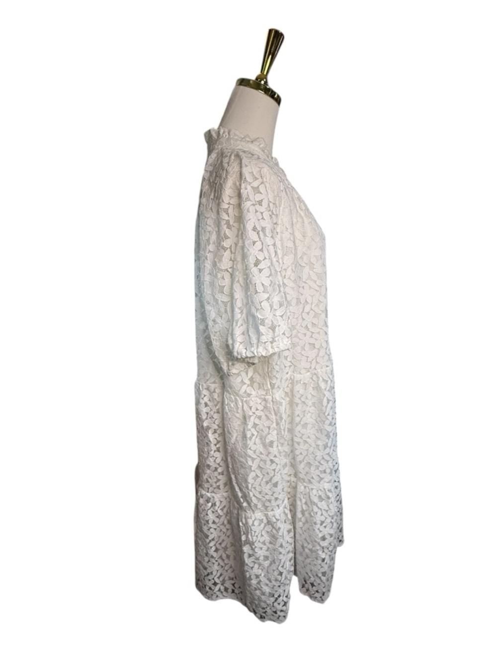 CeCe New Ivory Lace Babydoll Tiered Puff-Sleeve Mini Dress Size 3X - Picture 2 of 9